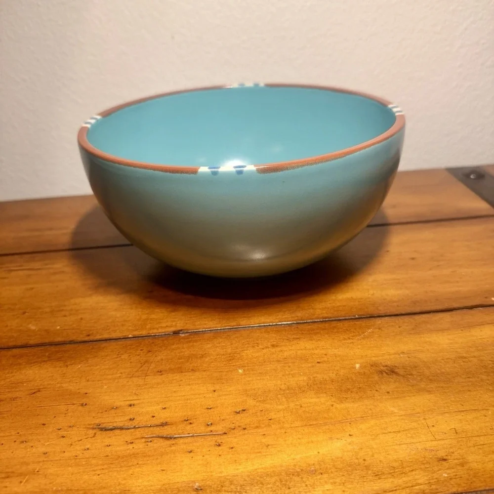 Dansk Mesa Turquoise Southwest Inspired Stoneware Serving Bowl 8‎ Inch, Salad